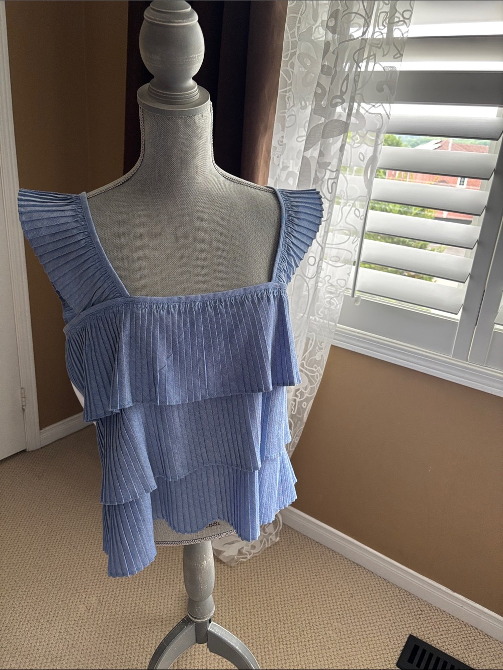 J. Crew Light Blue Tiered Ruffle Tank